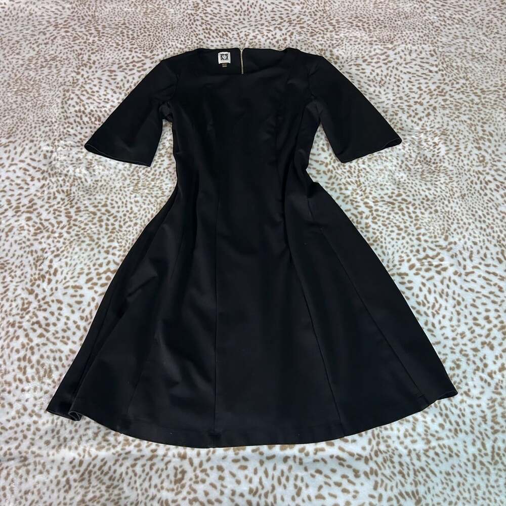 Anne Klein Dress Size 14 Black Half Sleeve Fit And Flare